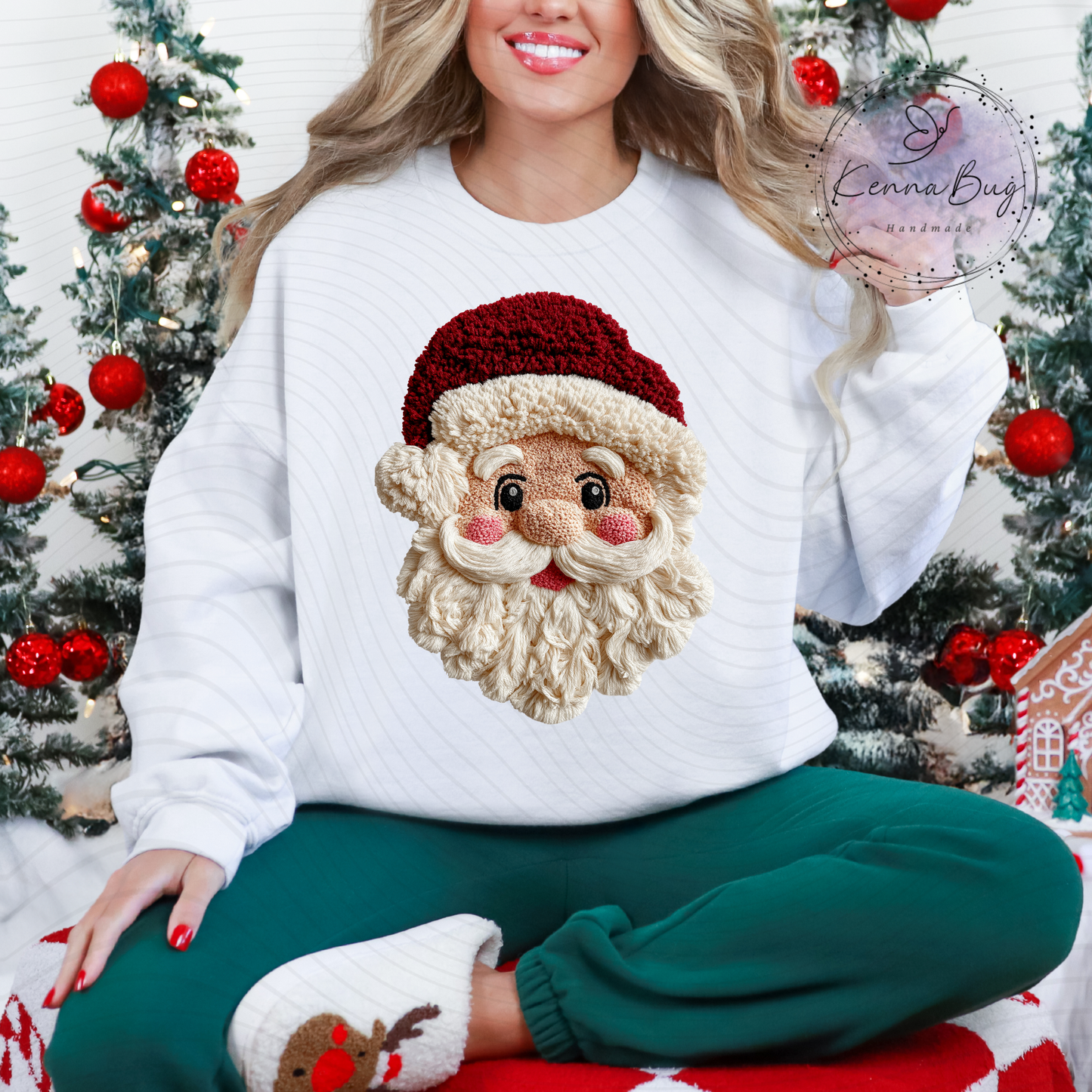 Faux Yarn, Christmas Santa Face, DTF Transfer, Ready to Press, Shirt Transfer, Heat Transfer, Direct to film Transfer