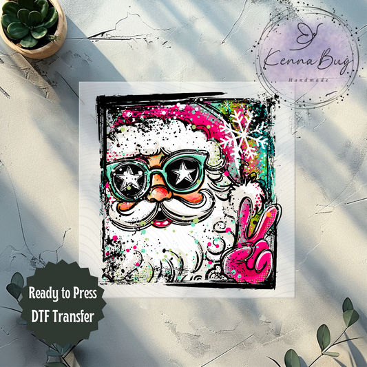 Santa Claus Selfie, Christmas, DTF Transfer, Ready to Press, Shirt Transfer, Heat Transfer, Direct to film Transfer