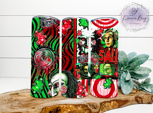 Saw, Horror Movie, Sublimation Tumbler Transfer, 20 oz Tumbler Wrap, Ready to press, Heat Transfer, Sublimation Cup Wrap