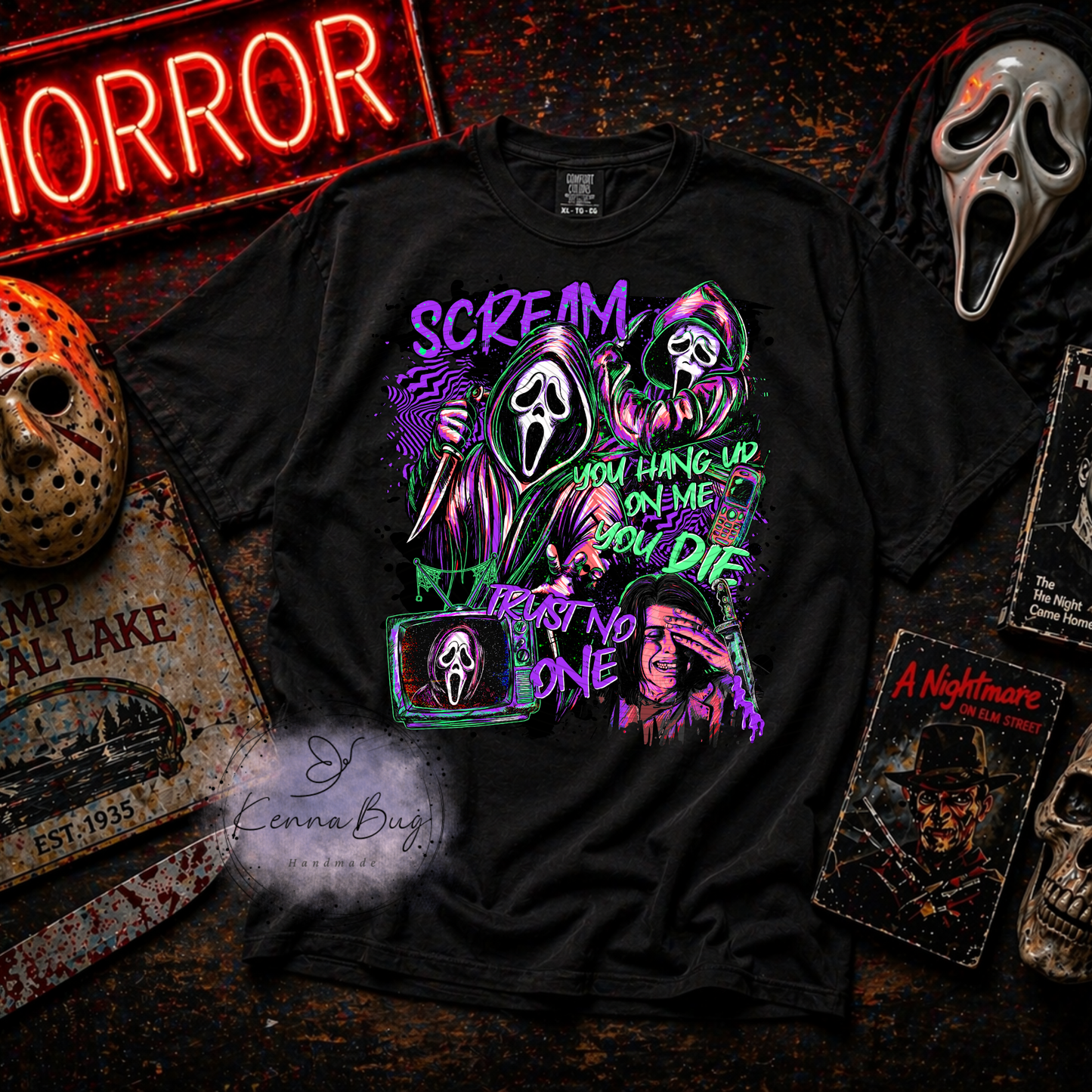 Trust no one, Horror Movie, DTF Transfer, Ready to Press, Shirt Transfer, Heat Transfer, Direct to film Transfer