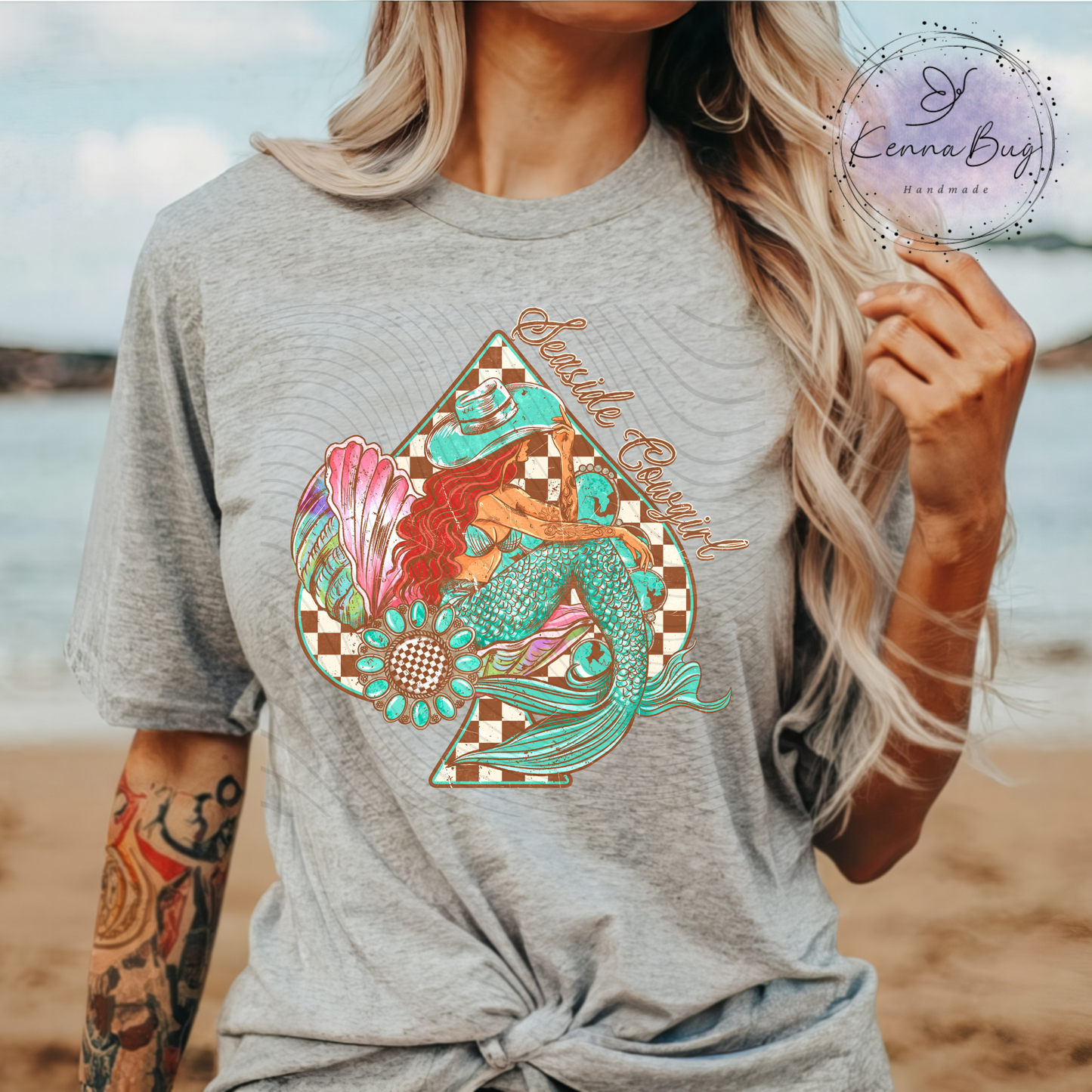 Seaside Cowgirl, Mermaid, Summer, Western, DTF Transfer, Ready to Press, Shirt Transfer, Heat Transfer, Direct to film Transfer
