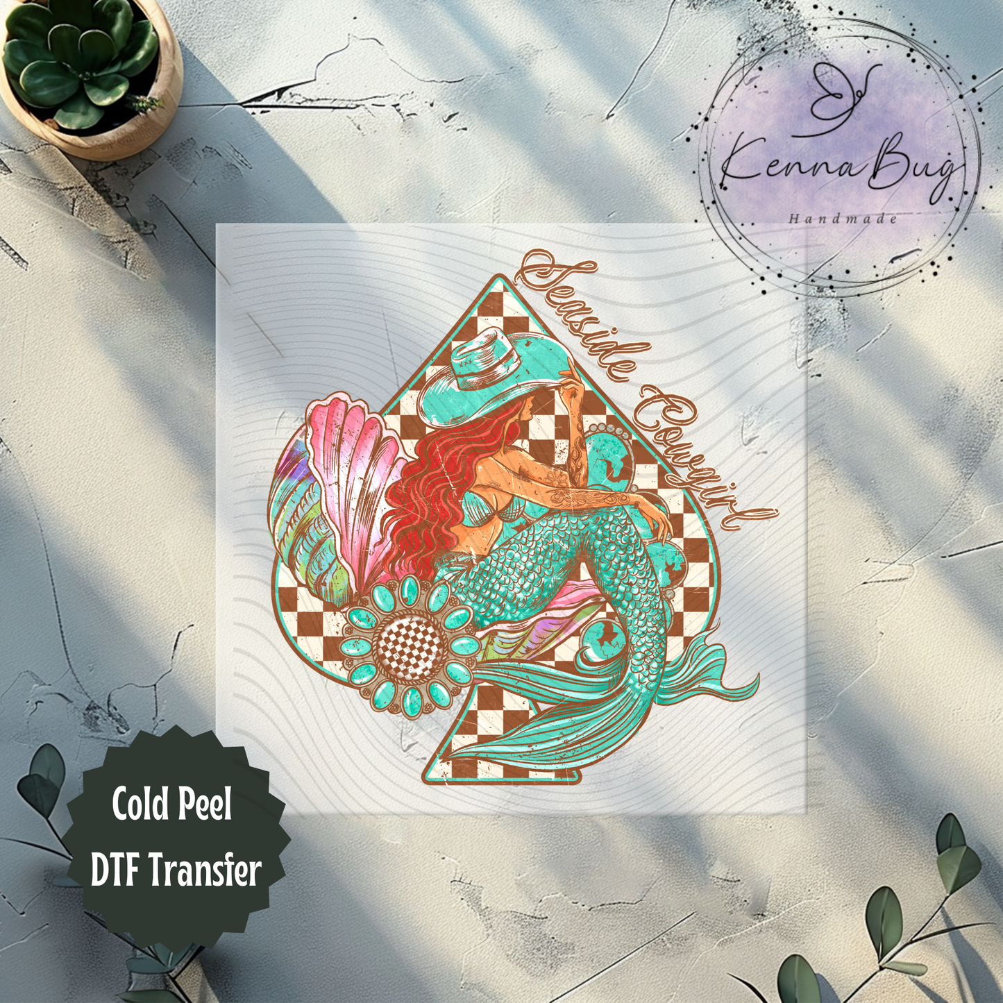 Seaside Cowgirl, Mermaid, Summer, Western, DTF Transfer, Ready to Press, Shirt Transfer, Heat Transfer, Direct to film Transfer