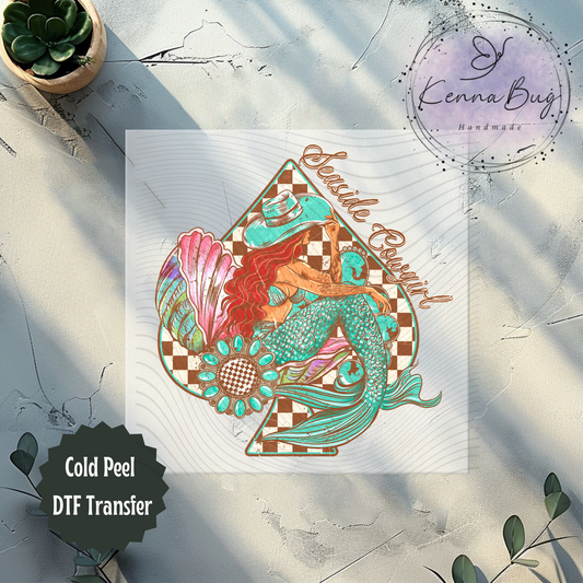 Seaside Cowgirl, Mermaid, Summer, Western, DTF Transfer, Ready to Press, Shirt Transfer, Heat Transfer, Direct to film Transfer