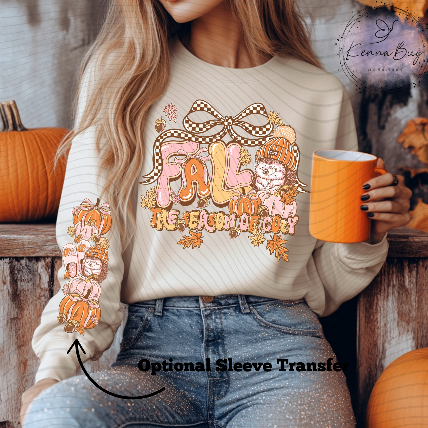 Fall The Season of Cozy, Fall Leaves, Hedgehog, DTF Transfer, Ready to Press, Shirt Transfer, Heat Transfer, Direct to film Transfer