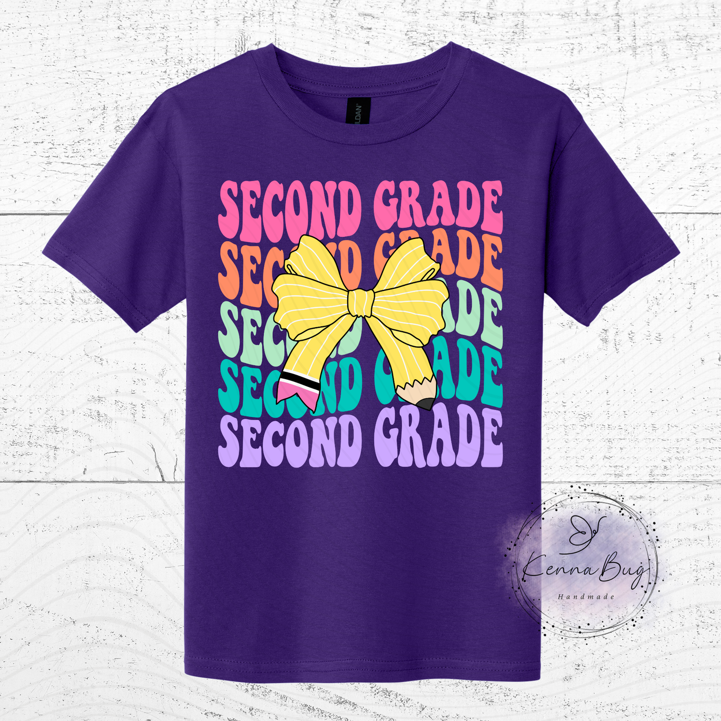 Second Grade, Back to School, Pencil Bow, Custom T-Shirt, Pick your Color, Graphic Tee, Youth Gildan Soft Style, Kids