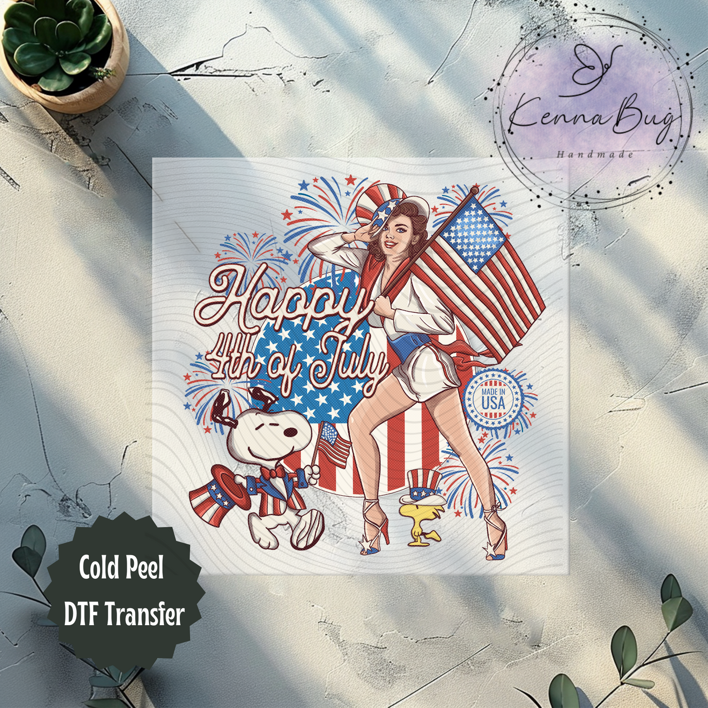 Happy 4th of July, Independence Day, Classic Cartoon, DTF Transfer, Ready to Press, Shirt Transfer, Heat Transfer, Direct to film Transfer