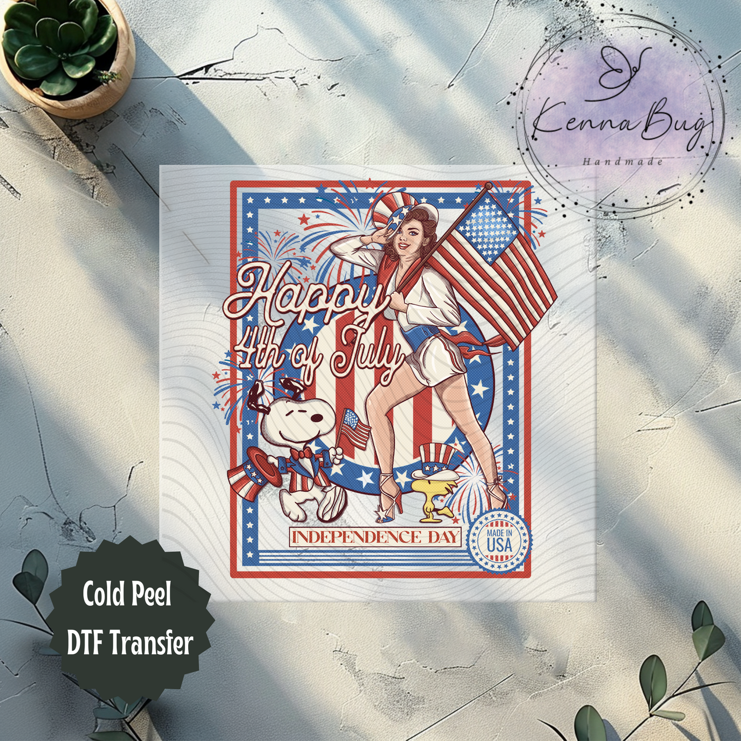 Happy 4th of July, Independence Day, Classic Cartoon, DTF Transfer, Ready to Press, Shirt Transfer, Heat Transfer, Direct to film Transfer