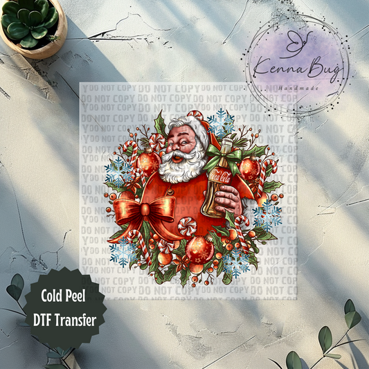 Classic Soda Santa, Christmas, DTF Transfer, Ready to Press, Shirt Transfer, Heat Transfer, Direct to film Transfer