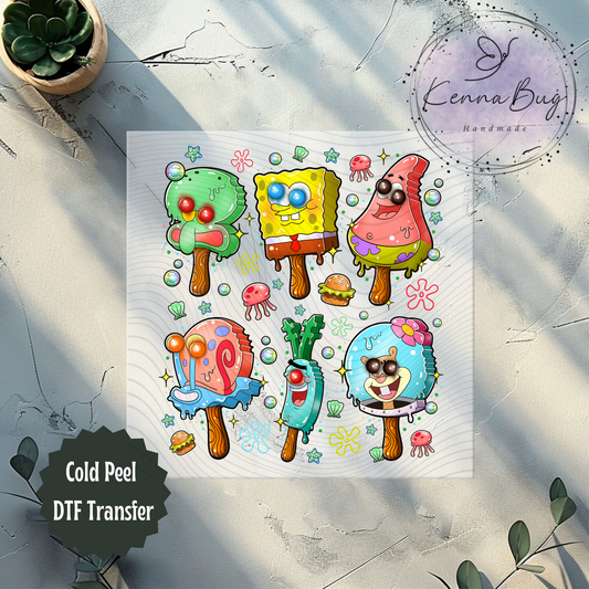 Popsicle, Ice cream, Sponge, Summer, DTF Transfer, Ready to Press, Shirt Transfer, Heat Transfer, Direct to film Transfer