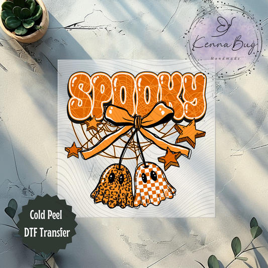 Spooky, Orange, Ghost, Halloween, DTF Transfer, Ready to Press, Shirt Transfer, Heat Transfer, Direct to film Transfer
