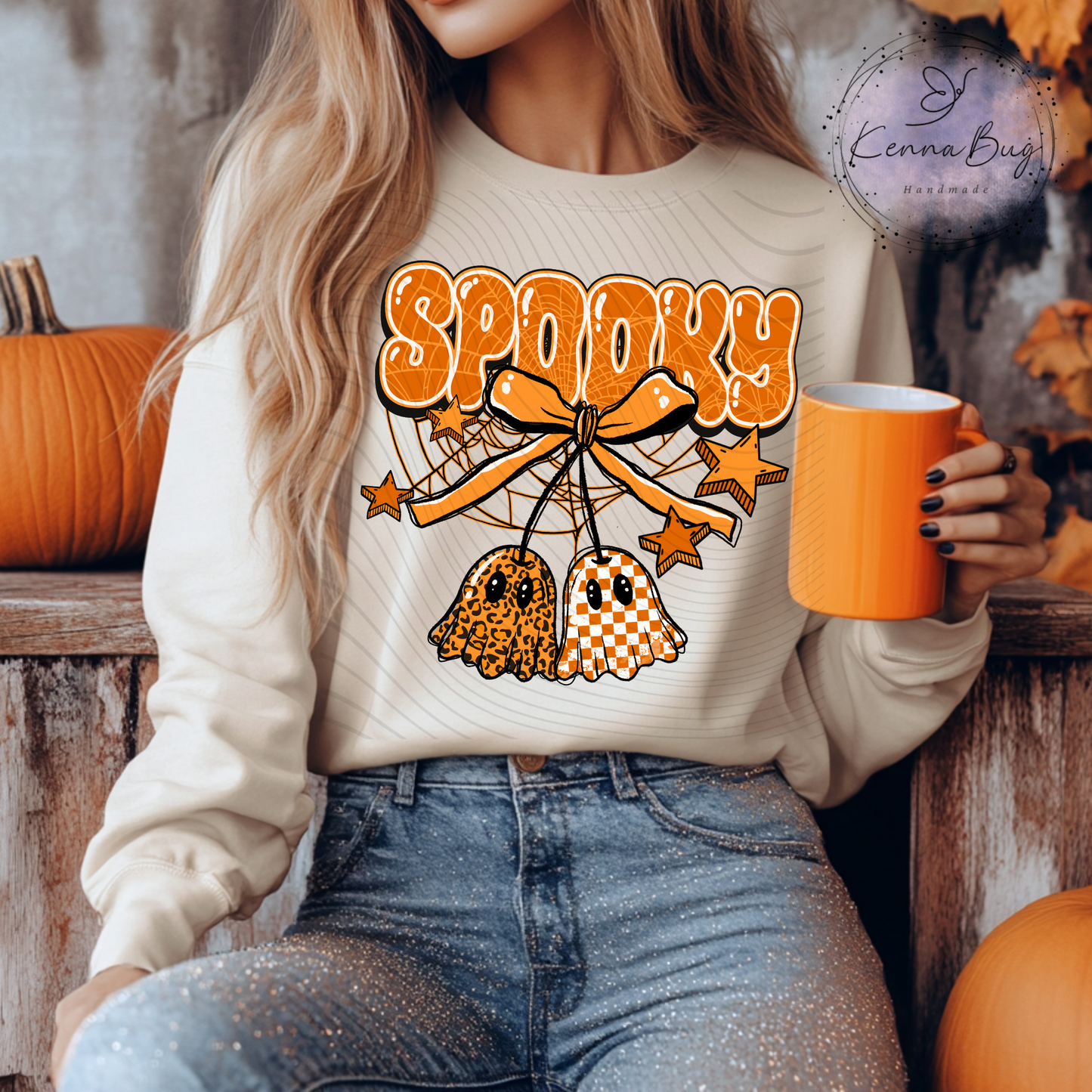 Spooky, Orange, Ghost, Halloween, DTF Transfer, Ready to Press, Shirt Transfer, Heat Transfer, Direct to film Transfer