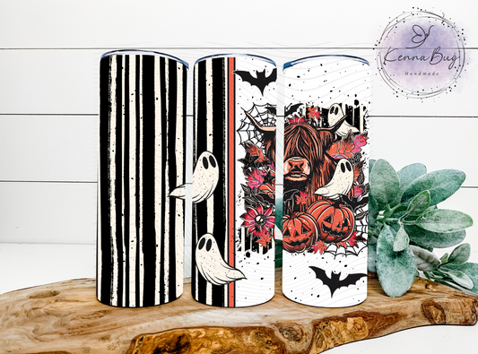 Spooky Highland Cow, Halloween, Sublimation Tumbler Transfer, 20 oz Tumbler Wrap, Ready to press, Heat Transfer, Sublimation Cup Wrap
