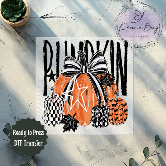 Pumpkin, Star, Halloween, Fall, DTF Transfer, Ready to Press, Shirt Transfer, Heat Transfer, Direct to film Transfer