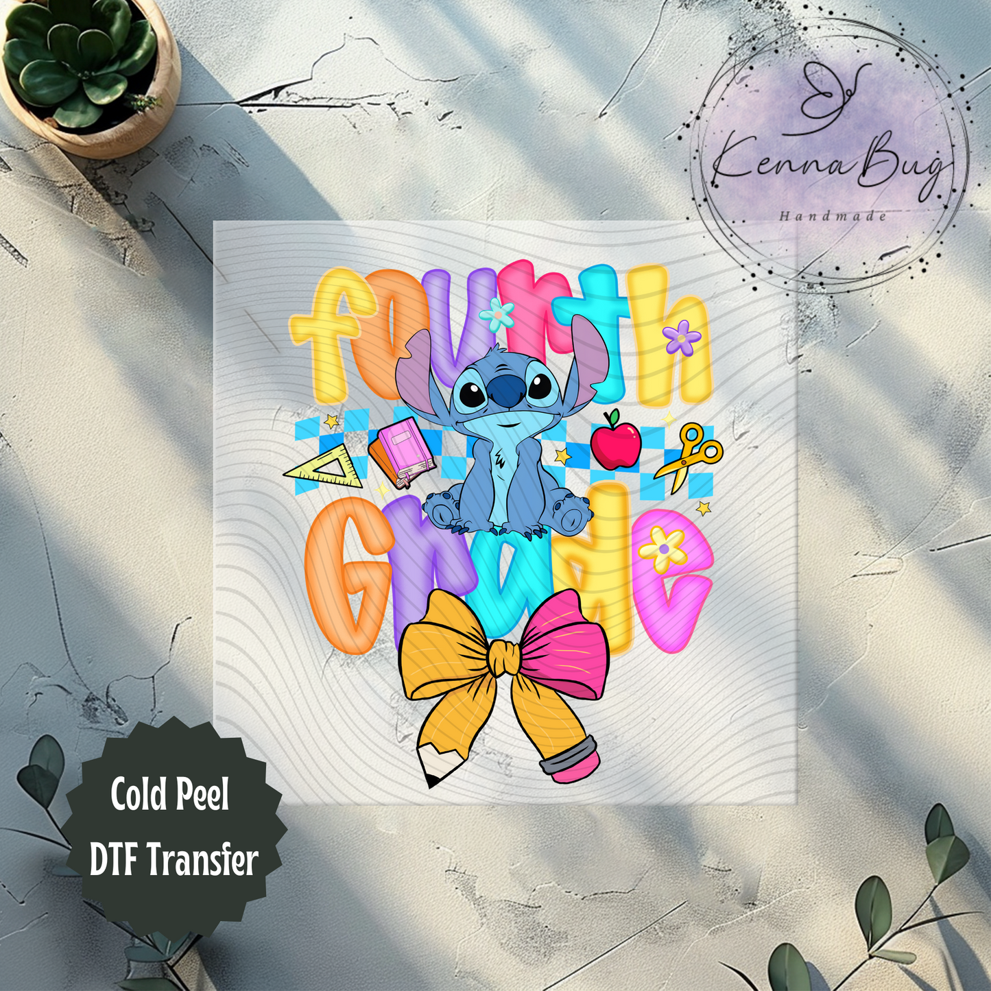 Fourth Grade, Stitch, Back to School, DTF Transfer, Ready to Press, Shirt Transfer, Heat Transfer, Direct to film Transfer