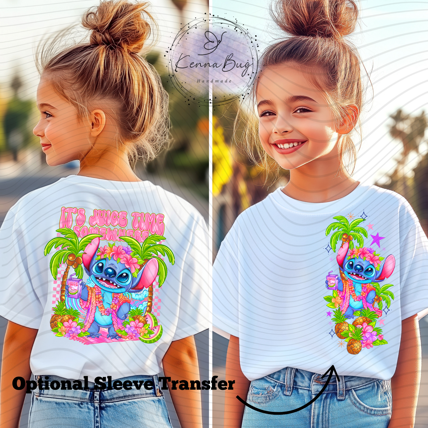 Its Juice Time, Stitch, Pink, Summer, DTF Transfer, Ready to Press, Shirt Transfer, Heat Transfer, Direct to film Transfer