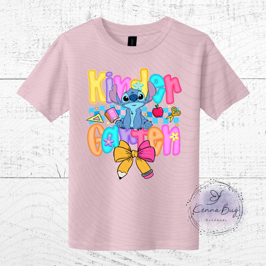 Kindergarten, Back to School, Stitch, Custom T-Shirt, Pick your Color, Graphic Tee, Youth Gildan Soft Style, Kids