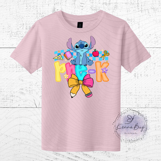 Pre-K, Back to School, Stitch, Custom T-Shirt, Pick your Color, Graphic Tee, Youth Gildan Soft Style, Kids