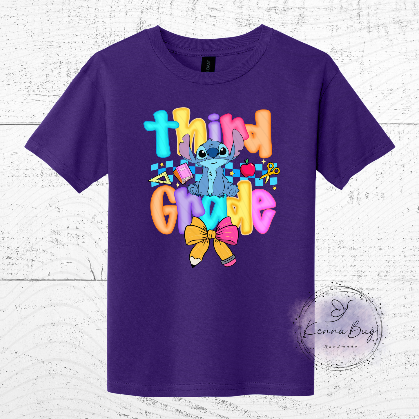 Third Grade, Back to School, Stitch, Custom T-Shirt, Pick your Color, Graphic Tee, Youth Gildan Soft Style, Kids