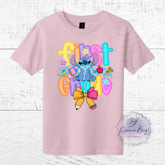 First Grade, Back to School, Stitch, Custom T-Shirt, Pick your Color, Graphic Tee, Youth Gildan Soft Style, Kids