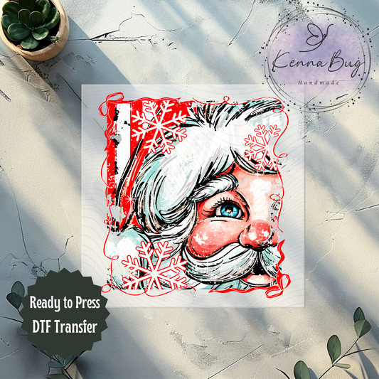 Striped Santa, Selfie, Christmas, DTF Transfer, Ready to Press, Shirt Transfer, Heat Transfer, Direct to film Transfer