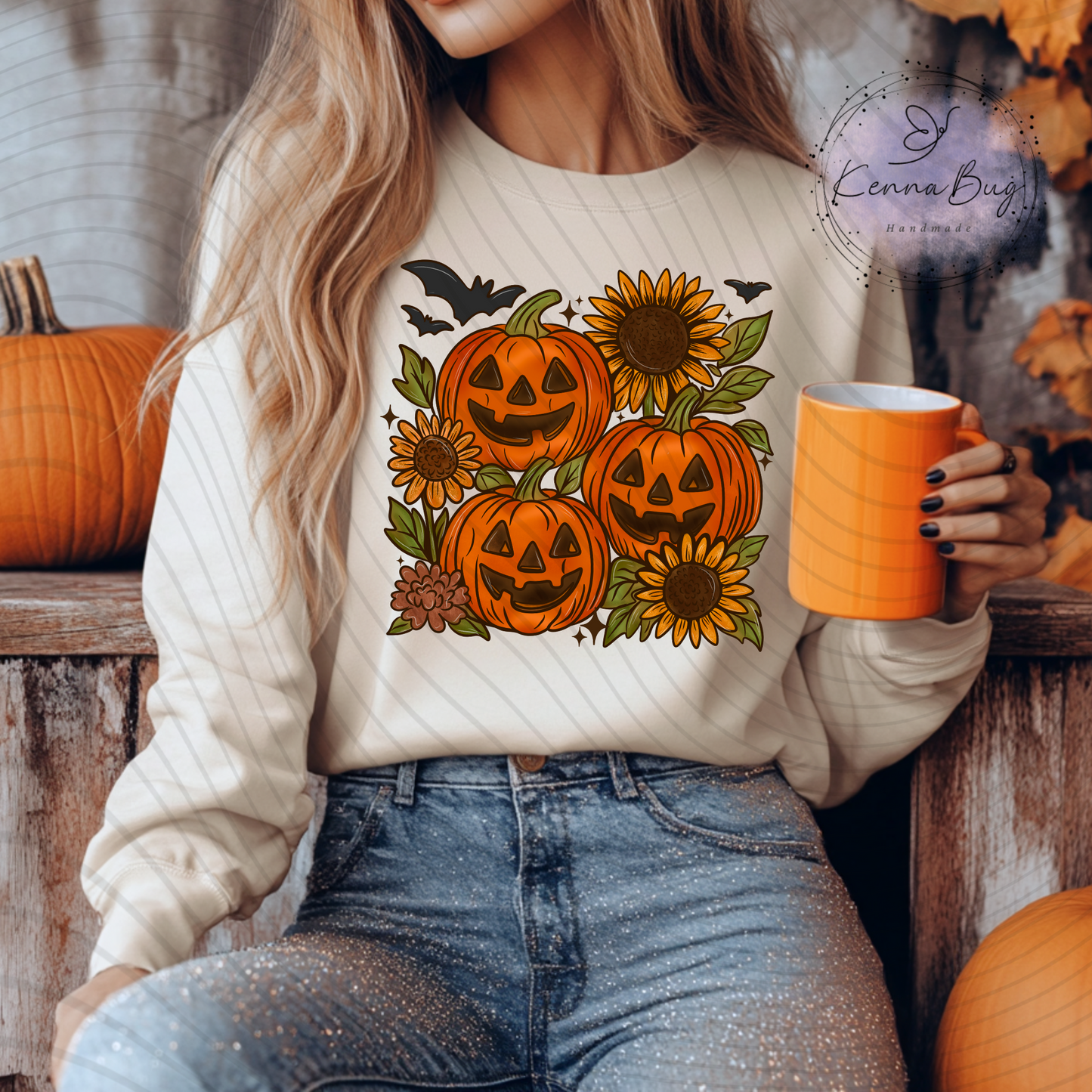 Pumpkins, Sunflowers, Bats, Halloween, Fall, DTF Transfer, Ready to Press, Shirt Transfer, Heat Transfer, Direct to film Transfer