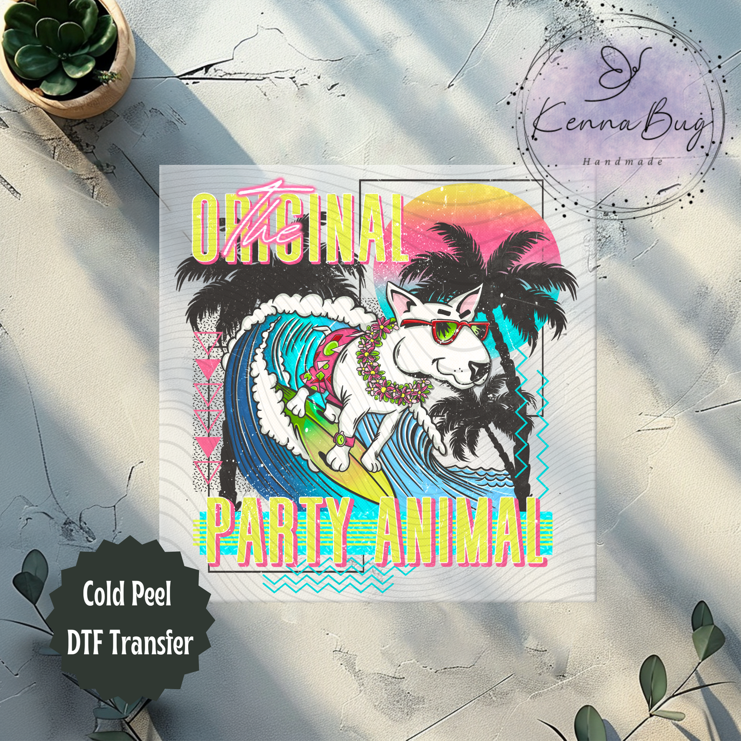 Original Party Animal, Waves, Beach, Palm Trees, Retro, DTF Transfer, Ready to Press, Shirt Transfer, Heat Transfer, Direct to film Transfer