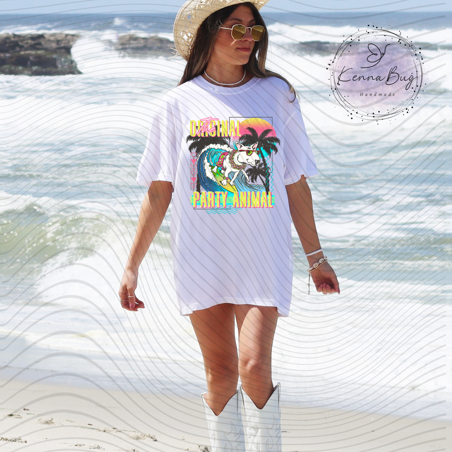 Original Party Animal, Waves, Beach, Palm Trees, Retro, DTF Transfer, Ready to Press, Shirt Transfer, Heat Transfer, Direct to film Transfer