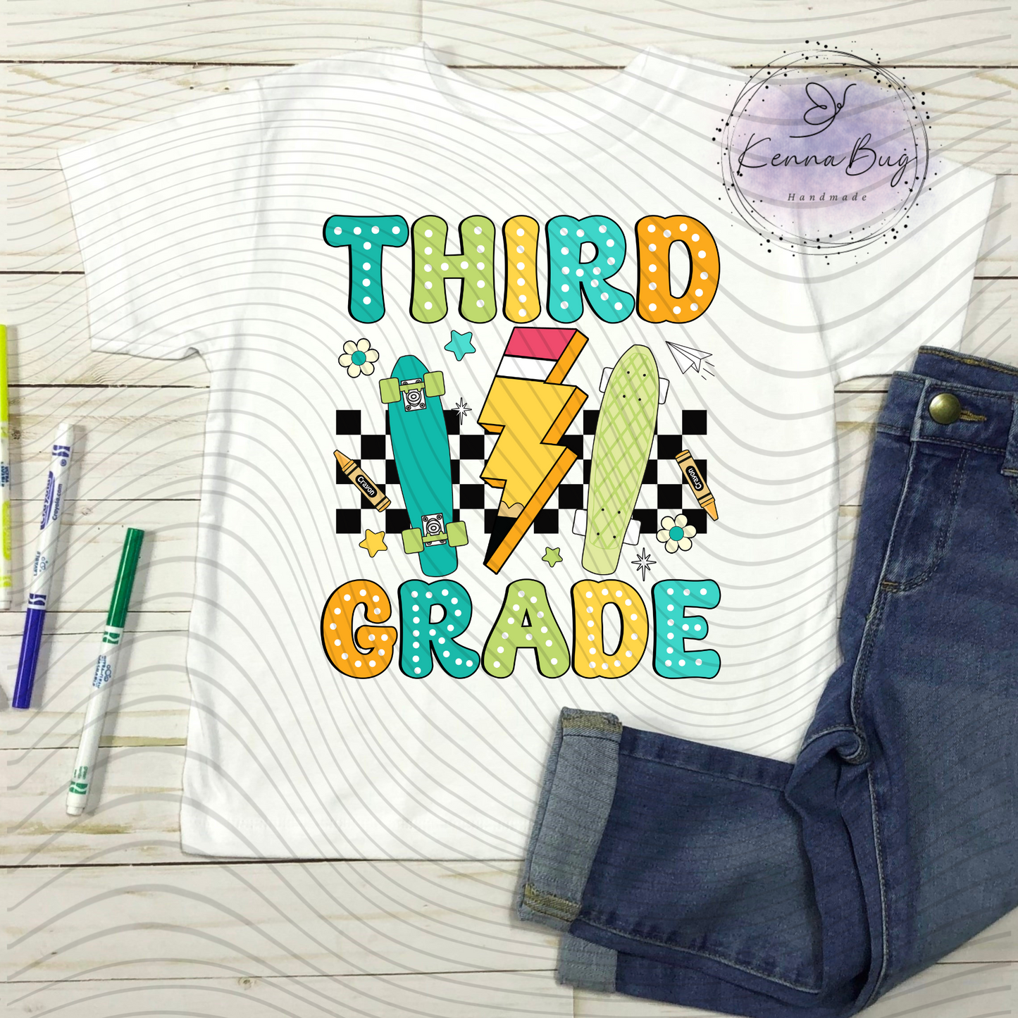 Third Grade, 3rd Grade, Back to School, Skateboard, DTF Transfer, Ready to Press, Shirt Transfer, Heat Transfer, Direct to film Transfer