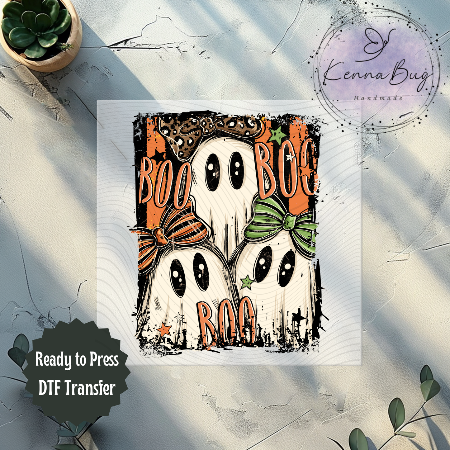 Three Boo's Halloween, Ghosts, DTF Transfer, Ready to Press, Shirt Transfer, Heat Transfer, Direct to film Transfer
