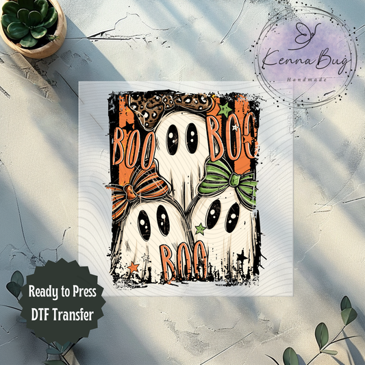 Three Boo's Halloween, Ghosts, DTF Transfer, Ready to Press, Shirt Transfer, Heat Transfer, Direct to film Transfer
