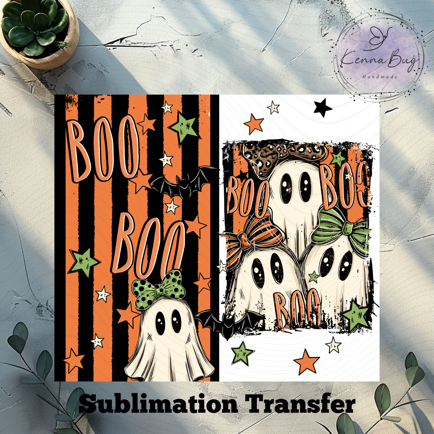 Three Boo's, Halloween, Ghost, Sublimation Tumbler Transfer, 20 oz Tumbler Wrap, Ready to press, Heat Transfer, Sublimation Cup Wrap