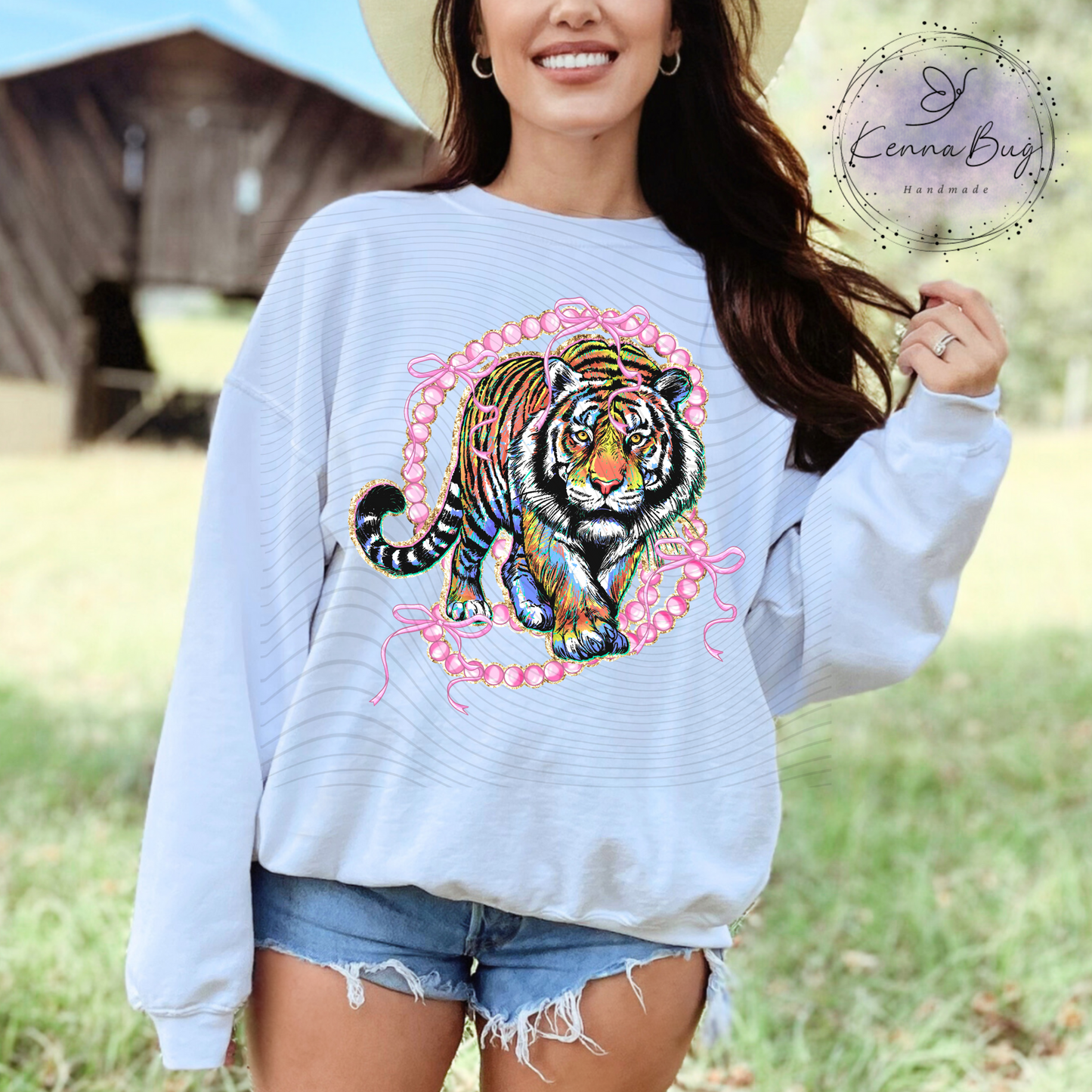 Tiger, Pink Pearls, DTF Transfer, Ready to Press, Shirt Transfer, Heat Transfer, Direct to film Transfer