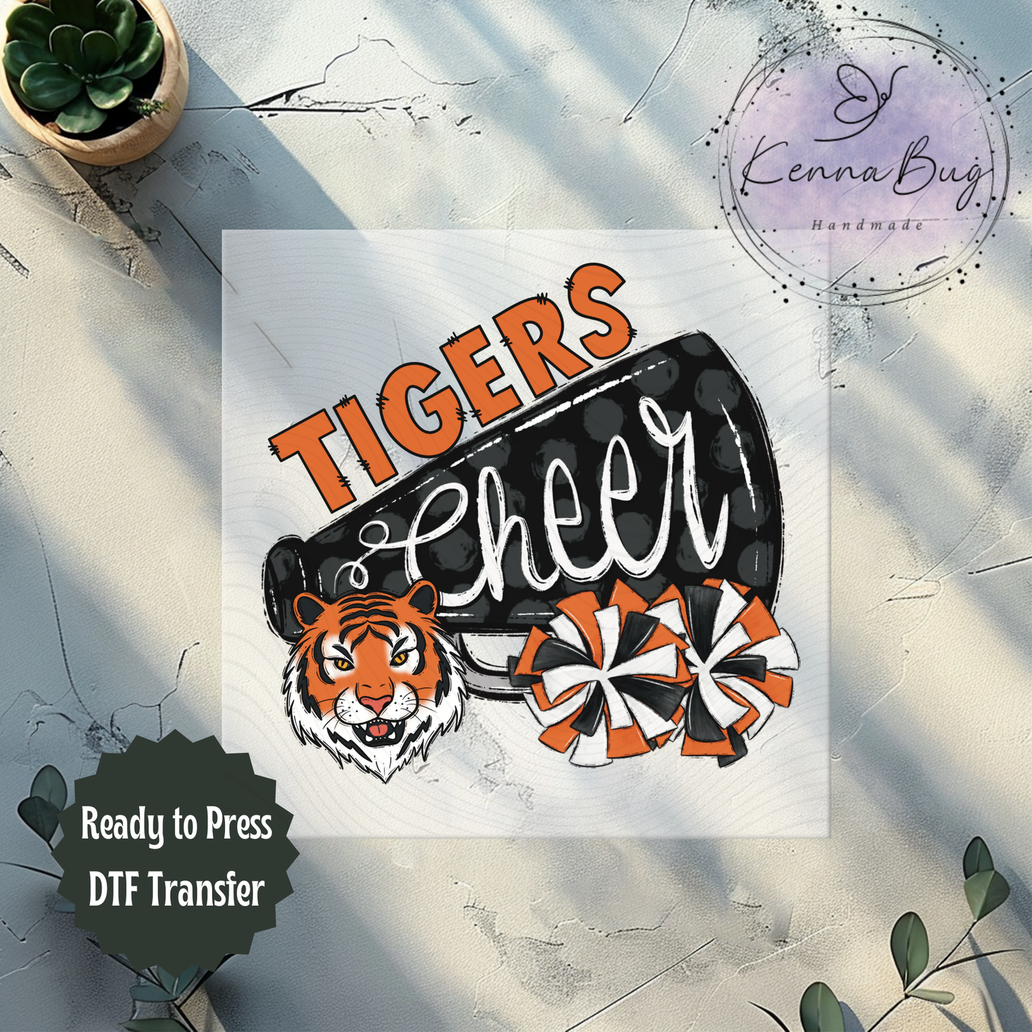 Tigers Cheer, Cheerleading, Black, Orange, DTF Transfer, Ready to Press, Shirt Transfer, Heat Transfer, Direct to film Transfer