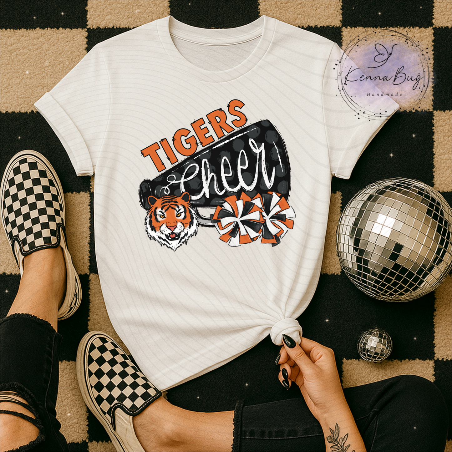 Tigers Cheer, Cheerleading, Black, Orange, DTF Transfer, Ready to Press, Shirt Transfer, Heat Transfer, Direct to film Transfer