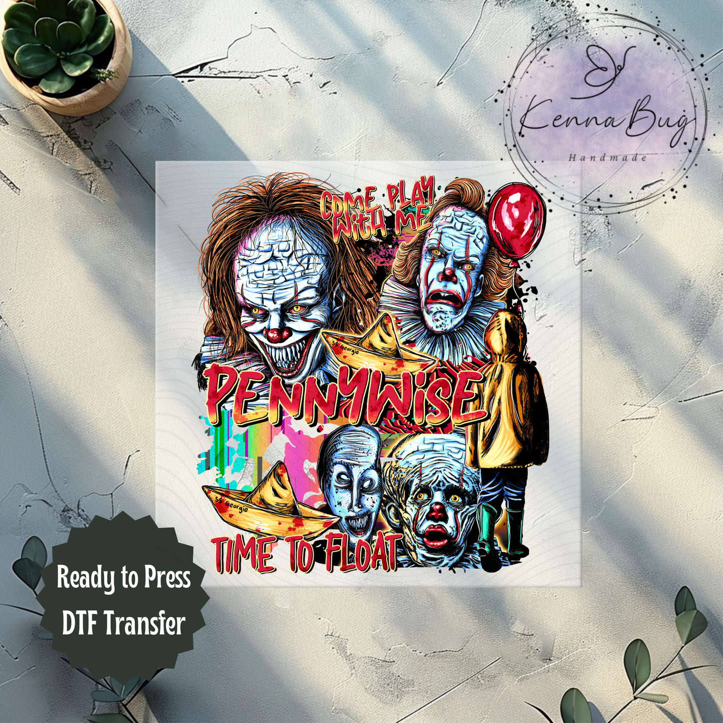 Time To Float, Killer Clown, Horror Movie, DTF Transfer, Ready to Press, Shirt Transfer, Heat Transfer, Direct to film Transfer