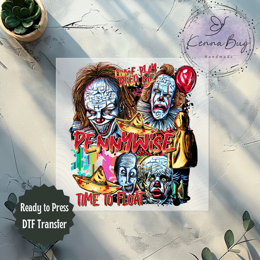 Time To Float, Killer Clown, Horror Movie, DTF Transfer, Ready to Press, Shirt Transfer, Heat Transfer, Direct to film Transfer