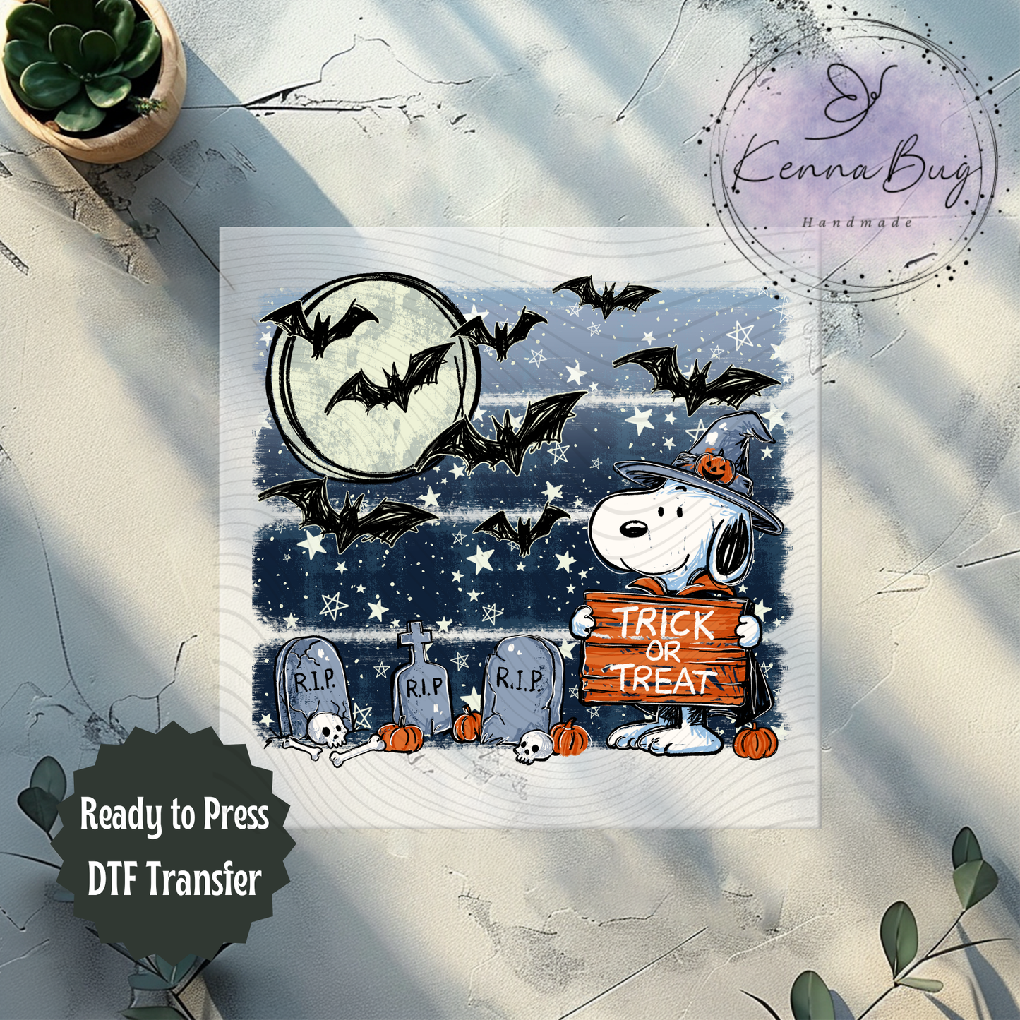 Trick or Treat Snoopy, Halloween, DTF Transfer, Ready to Press, Shirt Transfer, Heat Transfer, Direct to film Transfer
