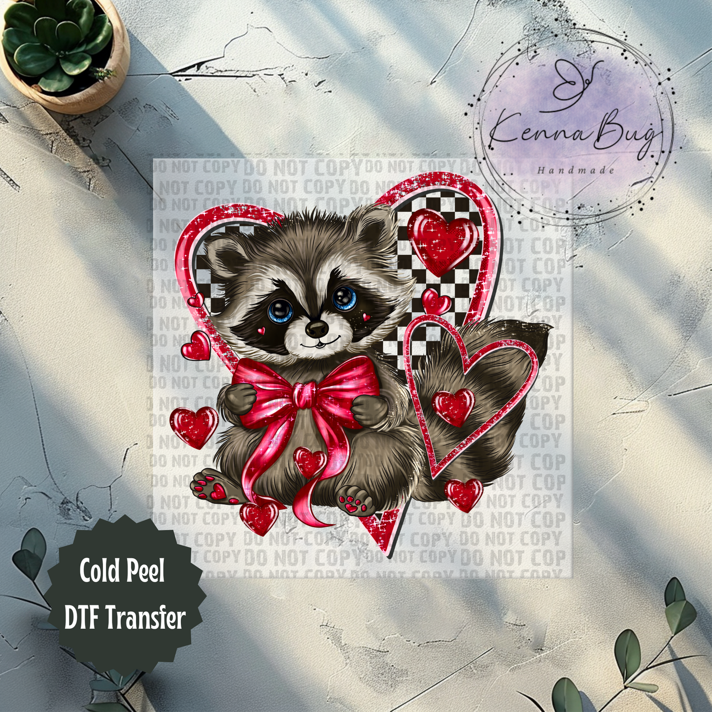 Valentine Racoon, Valentines Day, DTF Transfer, Ready to Press, Shirt Transfer, Heat Transfer, Direct to film Transfer