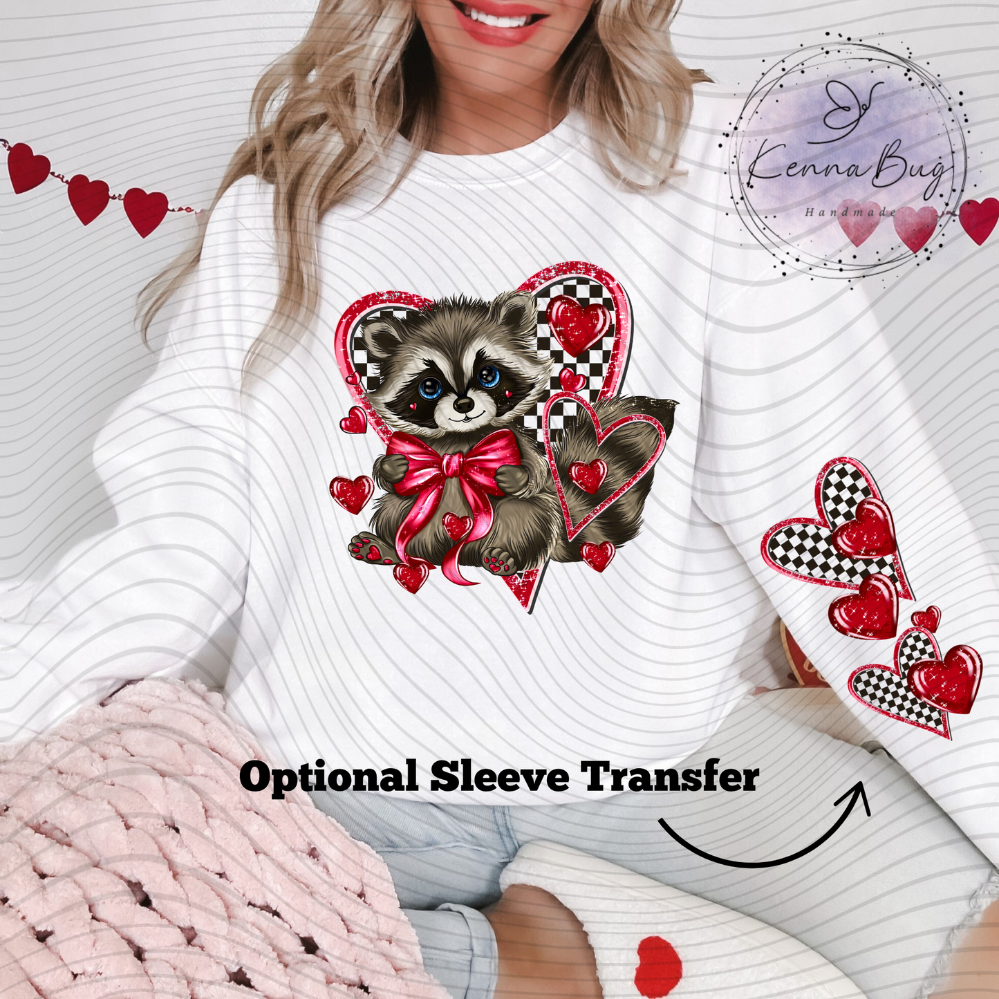 Valentine Racoon, Valentines Day, DTF Transfer, Ready to Press, Shirt Transfer, Heat Transfer, Direct to film Transfer