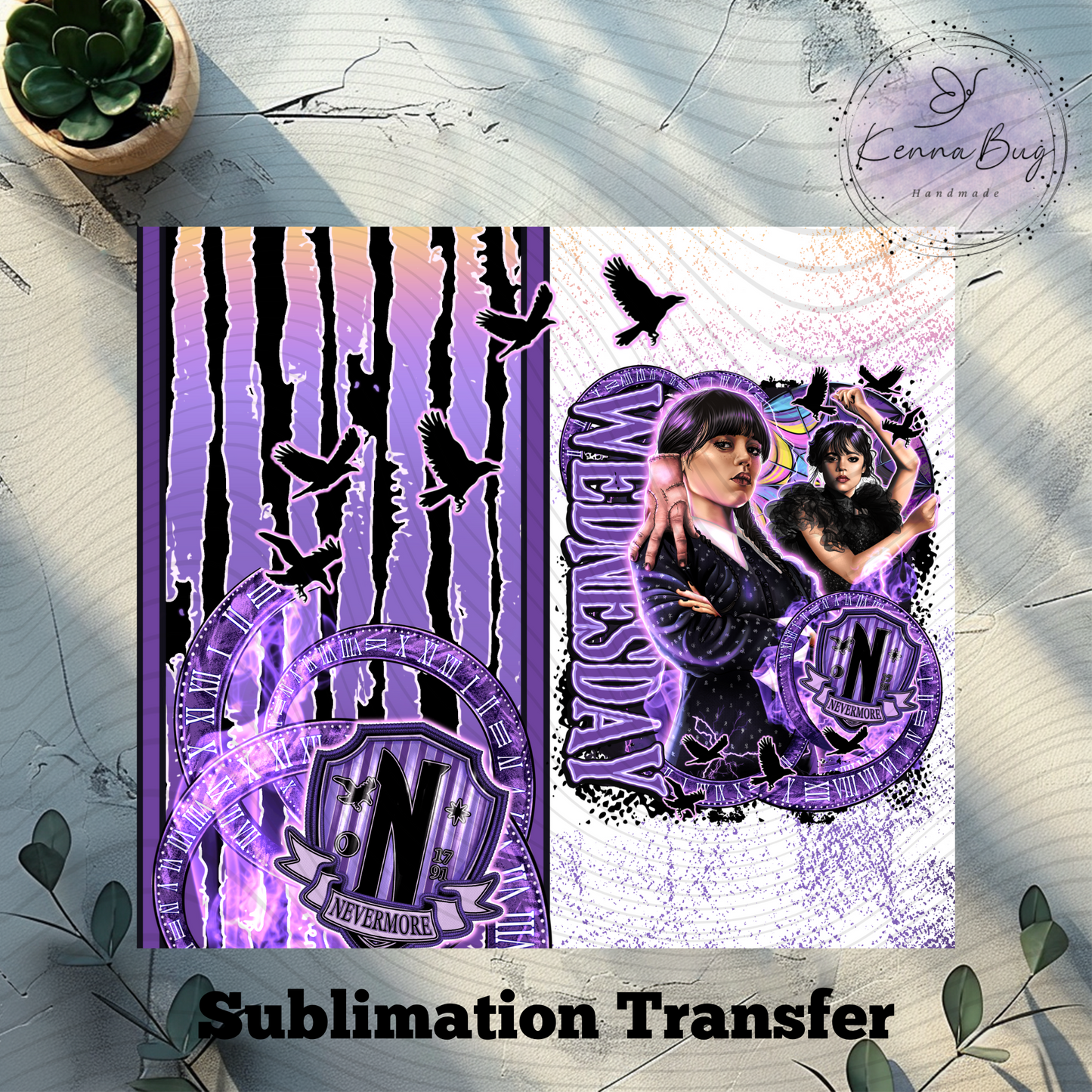 Wednesday, Creepy, Spooky, Sublimation Tumbler Transfer, 20 oz Tumbler Wrap, Ready to press, Heat Transfer, Sublimation Cup Wrap