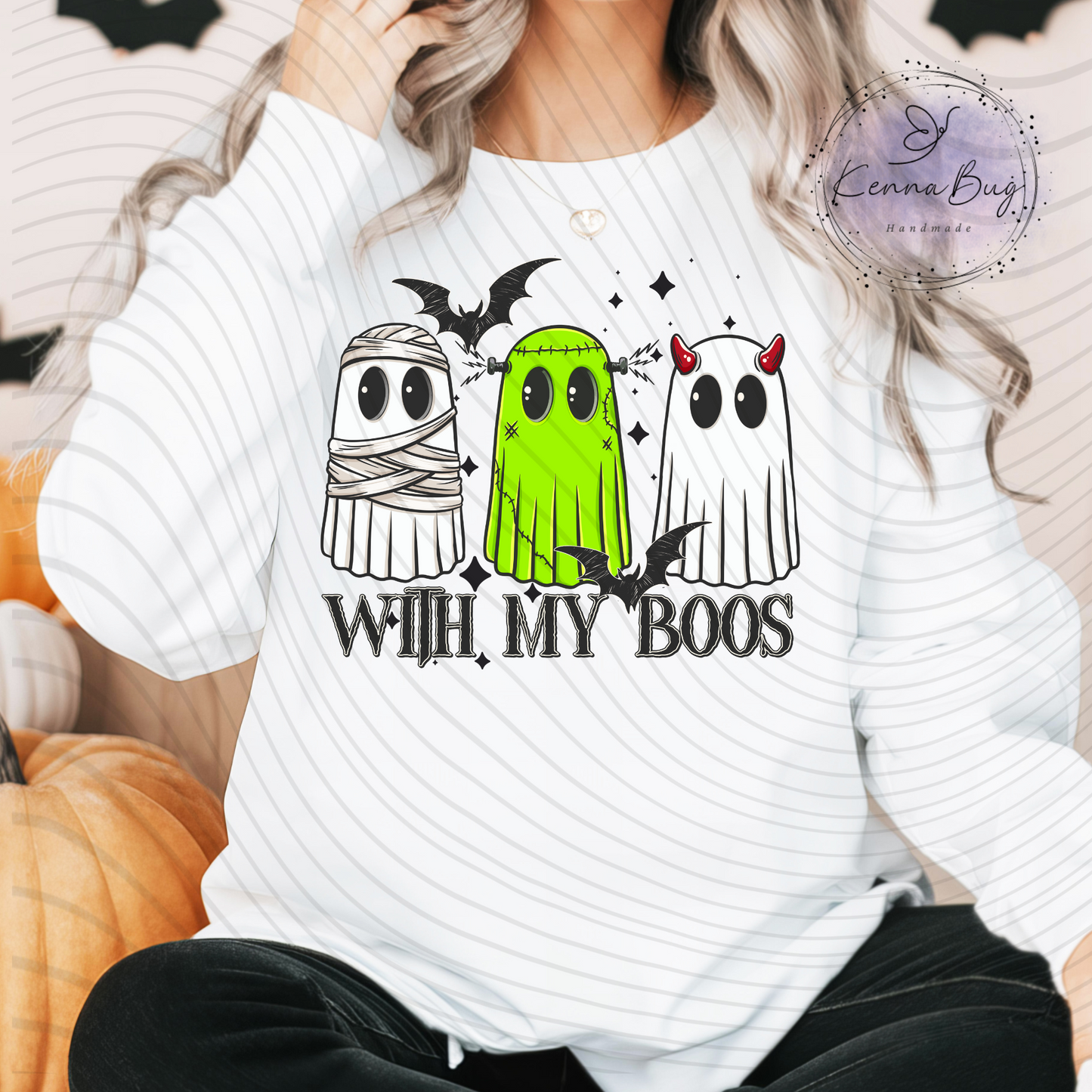 With My Boos, Ghost, Halloween, DTF Transfer, Ready to Press, Shirt Transfer, Heat Transfer, Direct to film Transfer