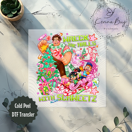 Wreck the Halls, Christmas, Candy, Cartoon, DTF Transfer, Ready to Press, Shirt Transfer, Heat Transfer, Direct to film Transfer