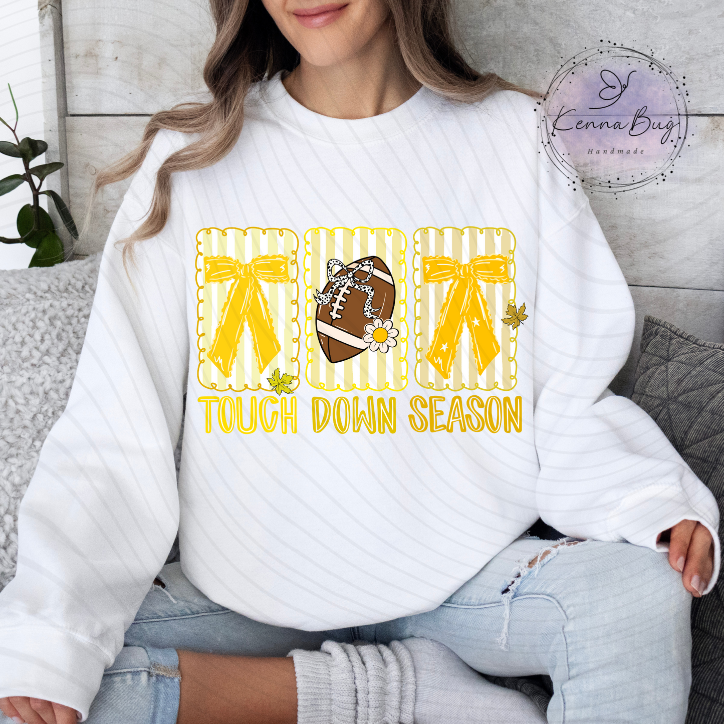 Football, Touchdown Season, Coquette, Yellow, DTF Transfer, Ready to Press, Shirt Transfer, Heat Transfer, Direct to film Transfer